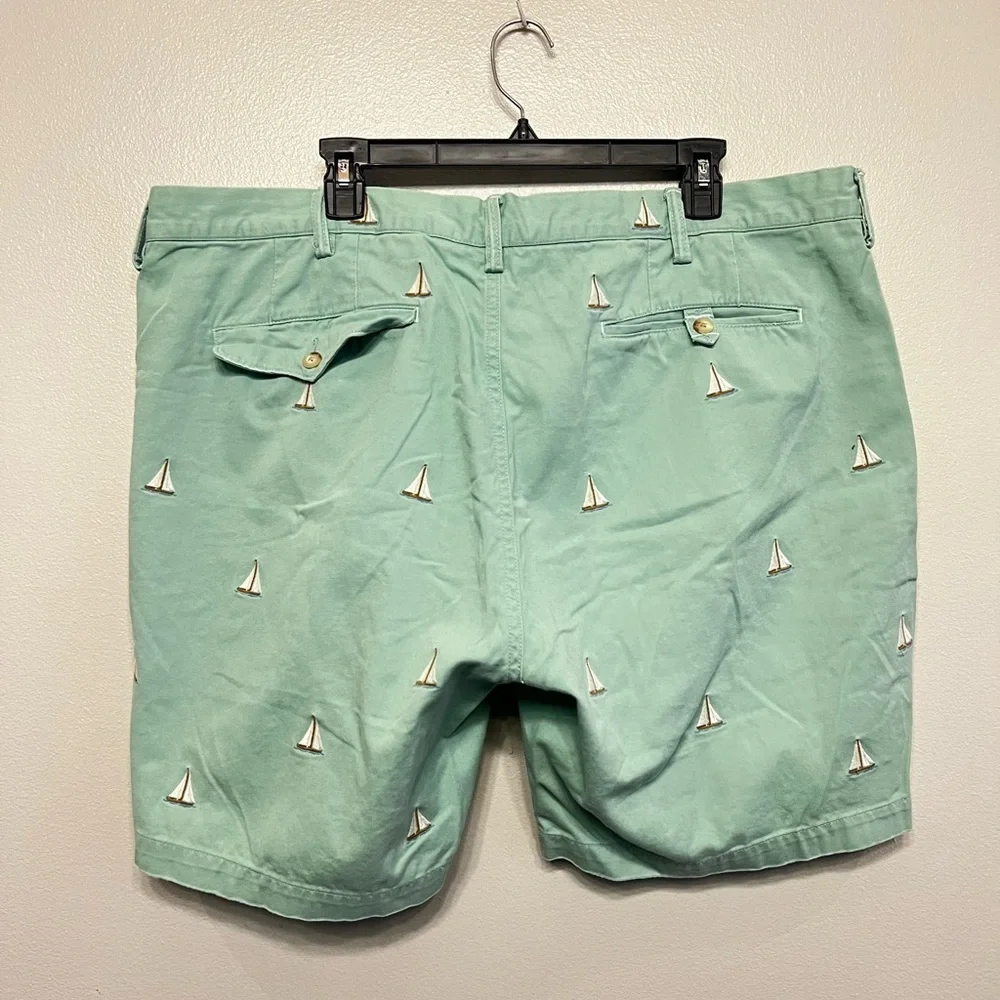 Ralph Lauren VTG Light Green Sailboat Embroidered Yacht Men's Shorts Sz 42